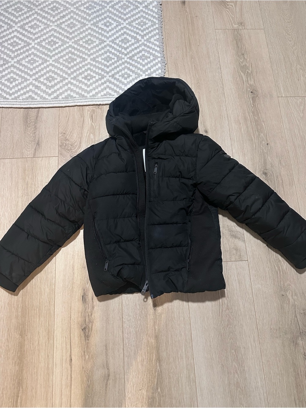 abercrombie kids Black Quilted Hooded Puffer Jacket